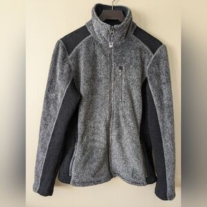 Gray and black Kuhl fuzzy knit athletic jacket